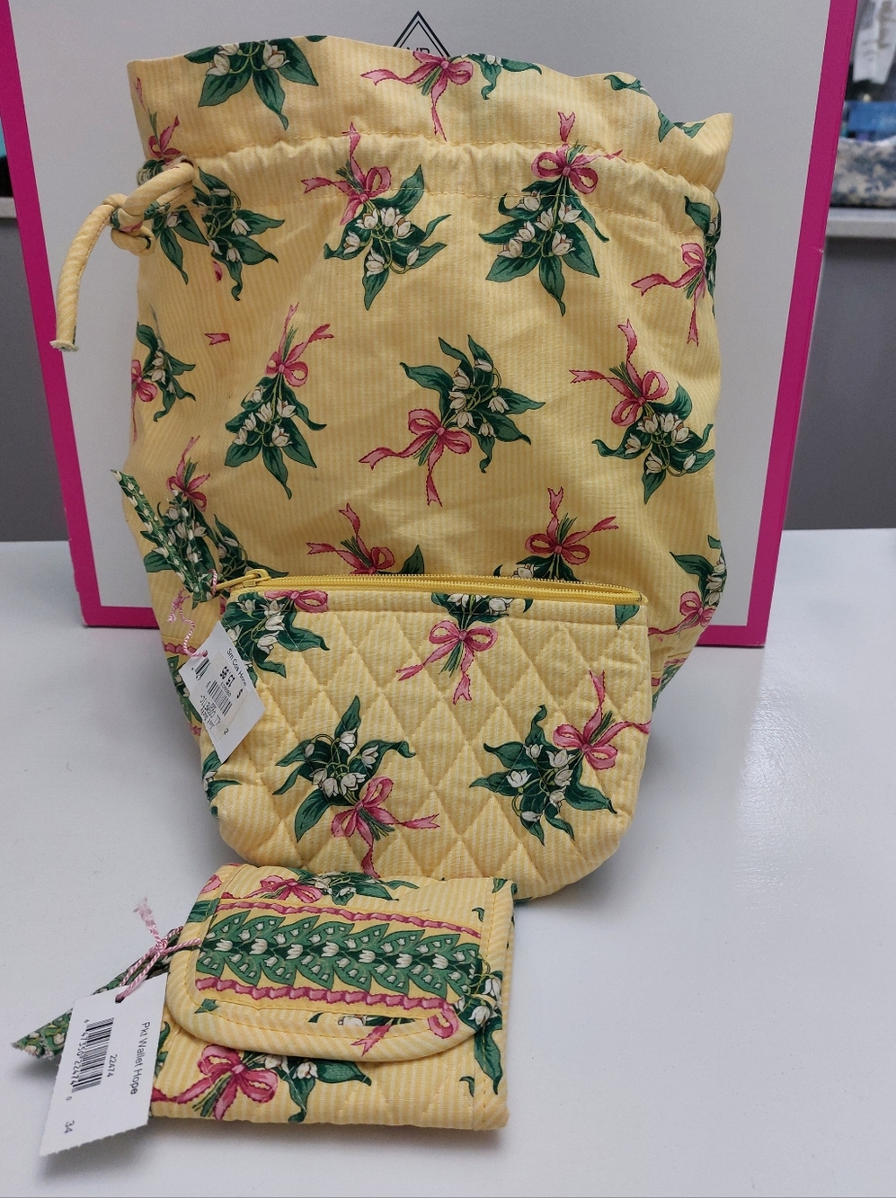 Vera Bradley Vintage Yellow Hope Ditty Bag, Small Cosmetic, Wallet NWT
